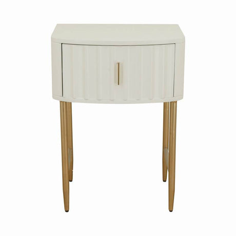 Repentance Creek Industrial Bedside Table, White and Gold