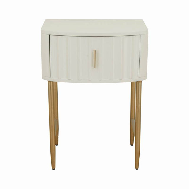 Repentance Creek Industrial Bedside Table, White and Gold