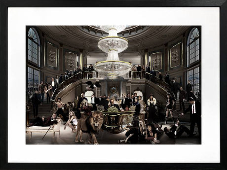Welcome To The Party framed wall art 80 x 60 cm with glass front and PU frame