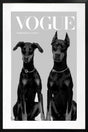 Charming dog portrait framed behind a glass front in a PU frame for a living room wall