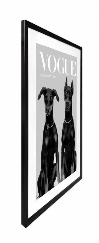 Side view showing the moulded PU frame profile of the dog wall art