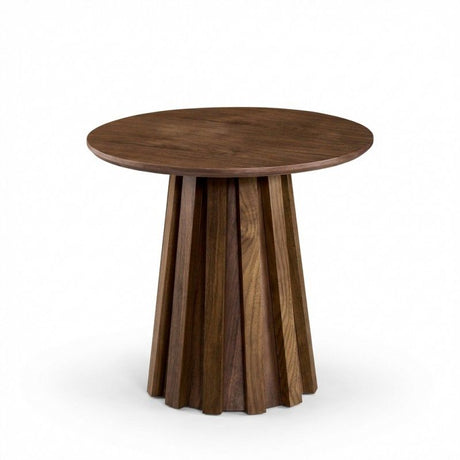 Round side table 55 cm in walnut veneer with visible timber grain