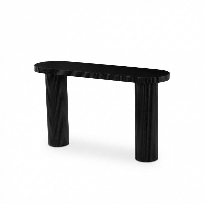 Moreland black MDF console table, 140 cm wide, front view