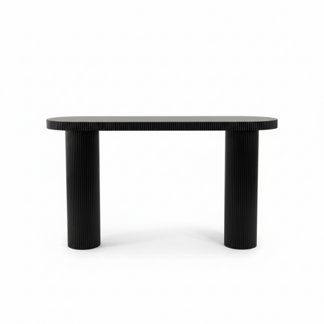 Console table used behind a sofa in a living room