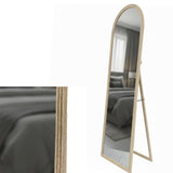 Full length 170 cm mirror with travertine look MDF frame in a bedroom