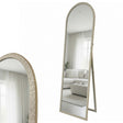 Anglesea travertine look free standing cheval mirror in a dressing room