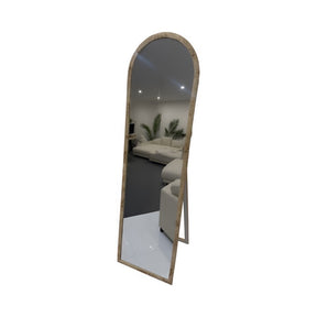 Jan Juc travertine look full length cheval mirror leaning against a bedroom wall