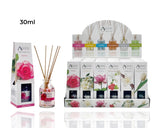 Wollombi mini reed diffuser 30ml in assorted fragrances, bulk 72 pack of compact glass home diffusers