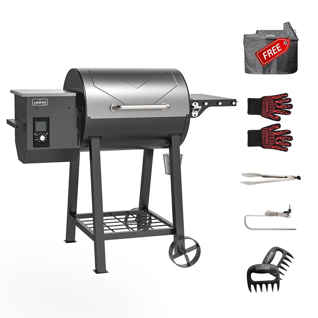 Asmoke AS500N 2 Wood Pellet Grill 8 in 1 in Silver