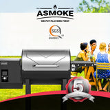 Asmoke AS500N 2 Wood Pellet Grill 8 in 1 in Silver