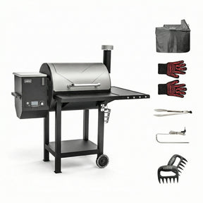Denmark eight in one wood pellet grill in silver for the backyard