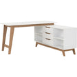 Shark Bay study desk in white with oak toned legs in a home office