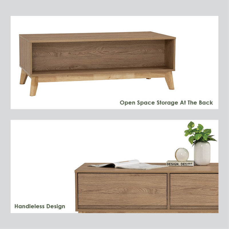 Hirado Solid Wood Coffee Table — Low Profile Modern Centrepiece — Allure Home Collections