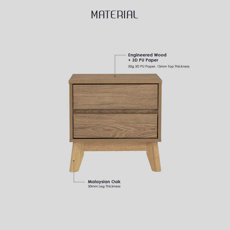 Hirado Bedside Table — Natural and Cocoa — Allure Home Collections
