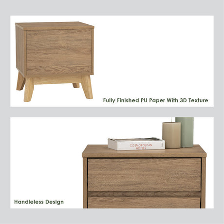 Hirado Bedside Table — Natural and Cocoa — Allure Home Collections