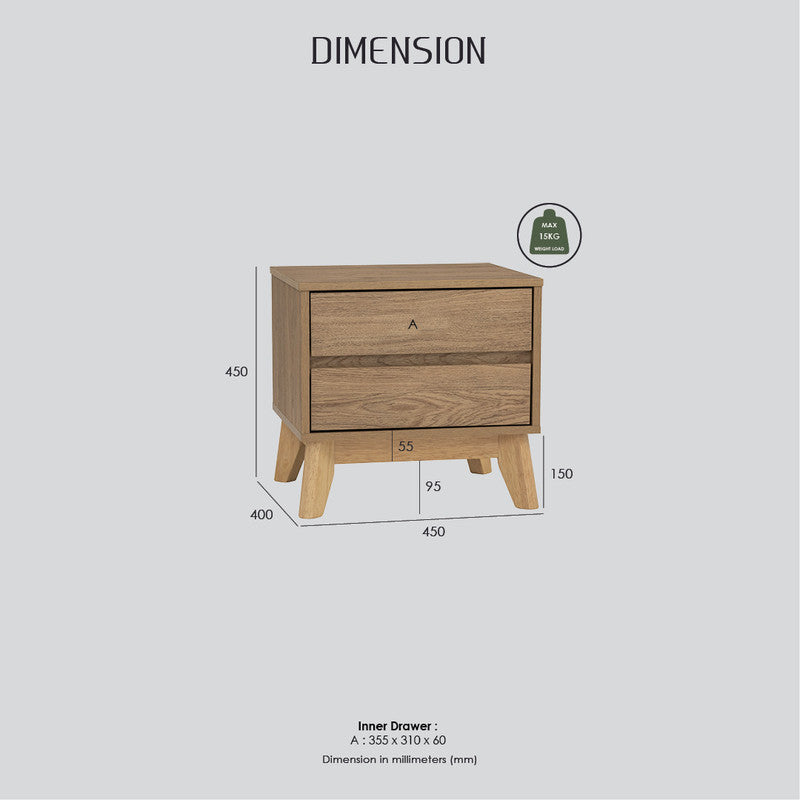 Hirado Bedside Table — Natural and Cocoa — Allure Home Collections
