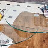 MINORI Double-Layer Tempered Glass Coffee Table — Dark Wood Grain — Allure Home Collections