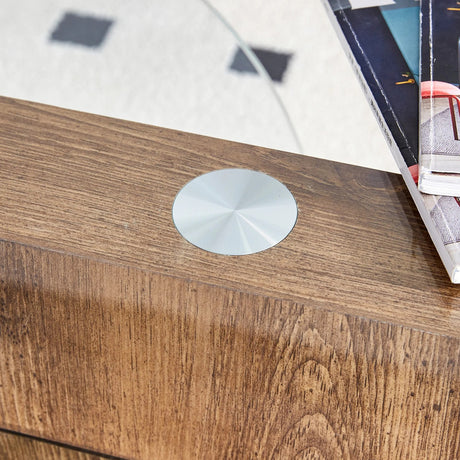 MINORI Double-Layer Tempered Glass Coffee Table — Dark Wood Grain — Allure Home Collections