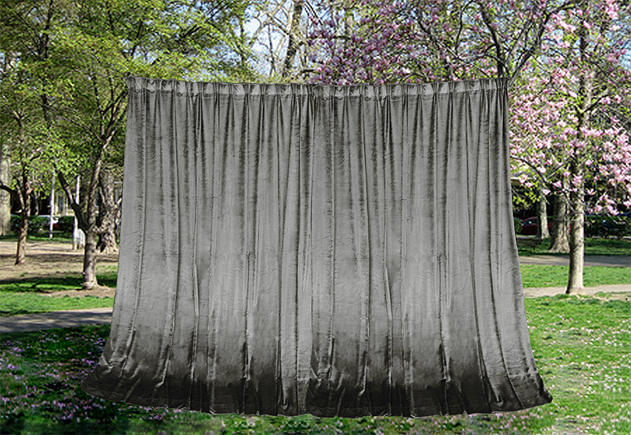 Plush Grey Warp-Knitted Velvet Curtains — Pair 540 x 270cm with Hooks — Allure Home Collections