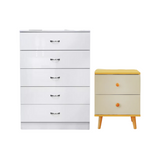 NNECN 5-Drawer White Storage Chest with Bedside Table — Allure Home Collections