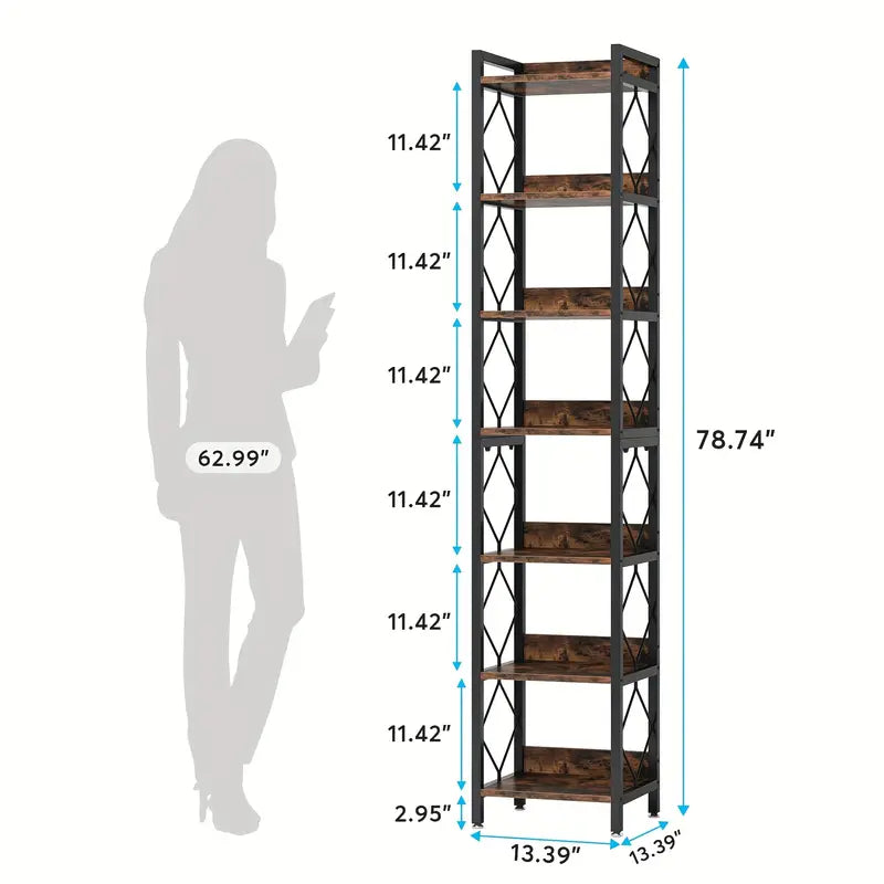 Extra Tall 7 Tier Rustic Bookcase