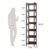 Extra Tall 7 Tier Rustic Bookcase