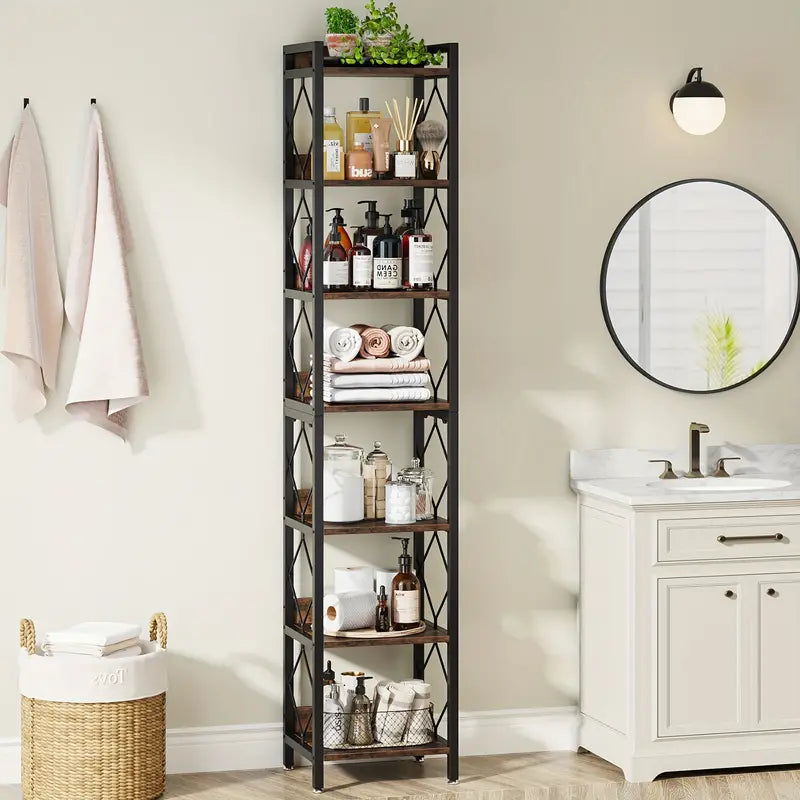 Extra Tall 7 Tier Rustic Bookcase