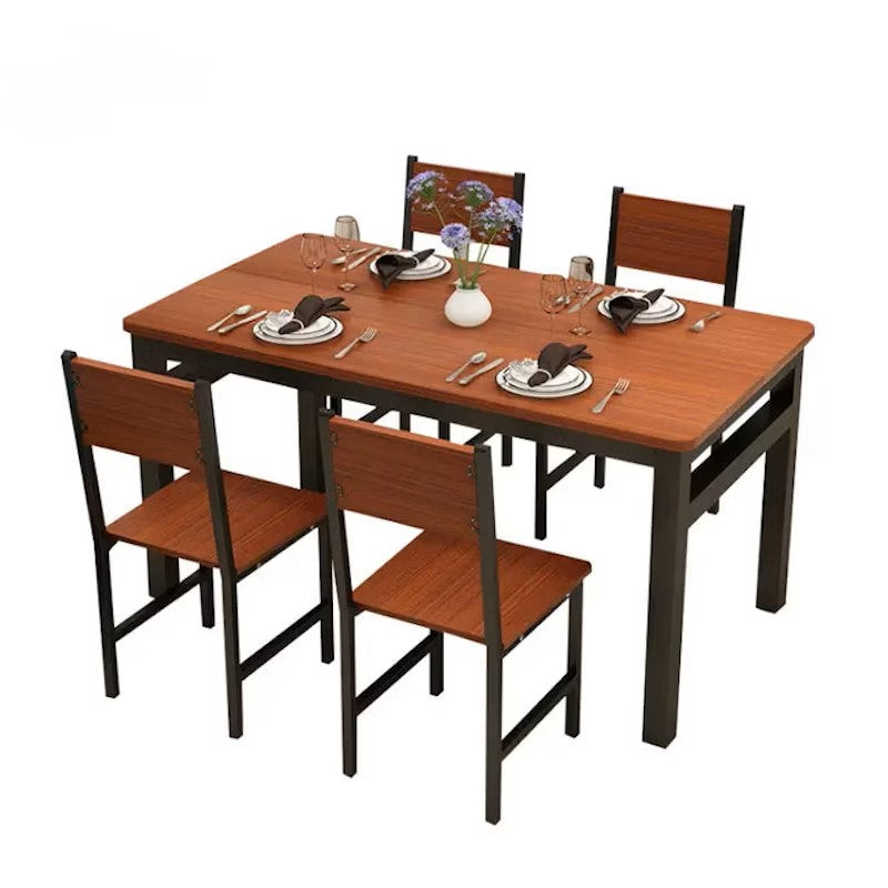 Greenhill oak and black wood and steel dining set in a modern dining room