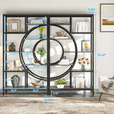 Industrial Geometric 8-Tier Bookcase