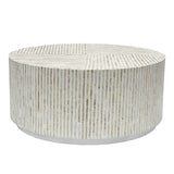 Diamond Creek mother of pearl coffee table in a modern living room
