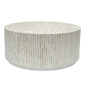 Diamond Creek mother of pearl coffee table in a modern living room