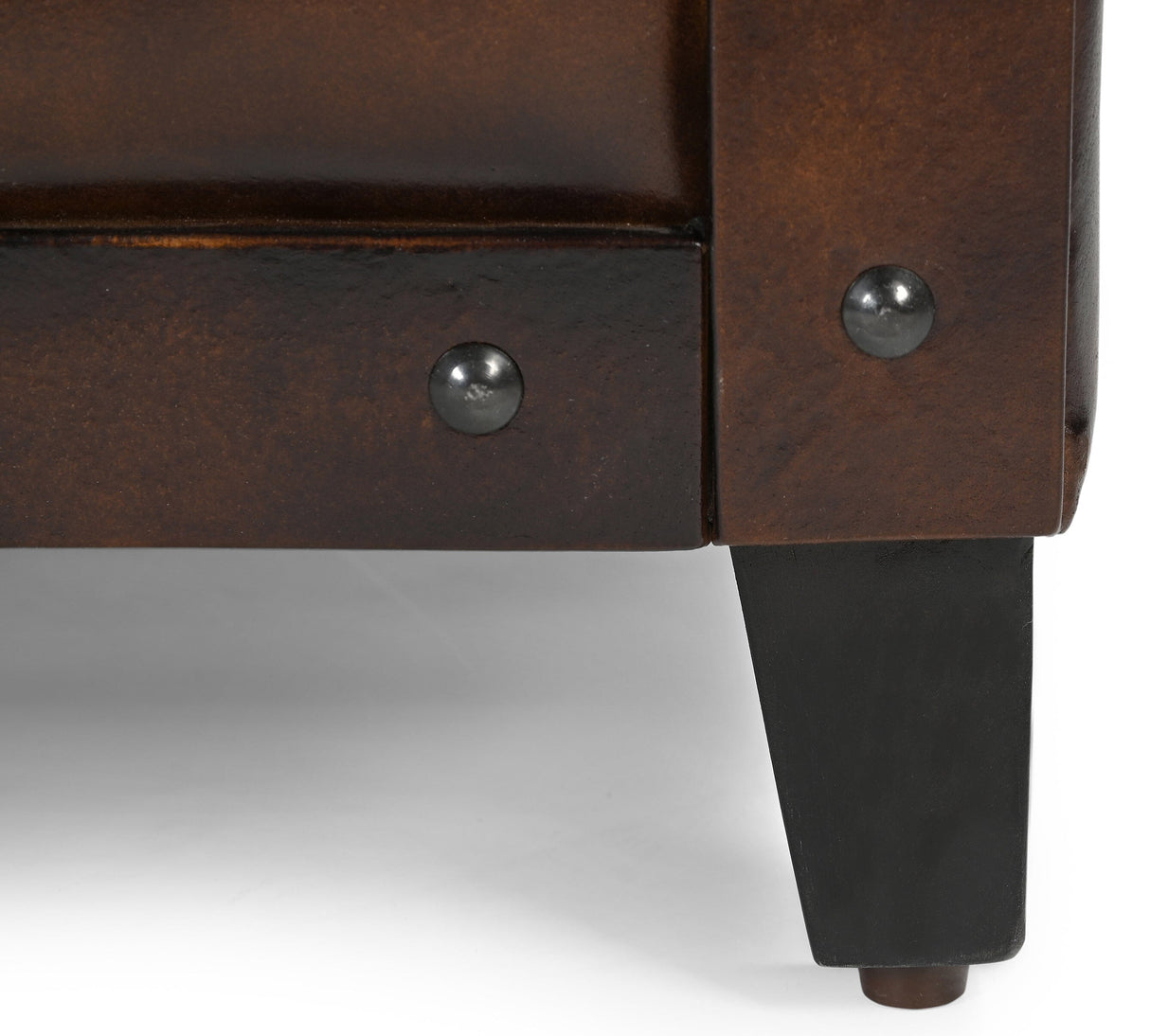 Chocolate Leather Studded Arm Chair