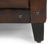 Chocolate Leather Studded Arm Chair