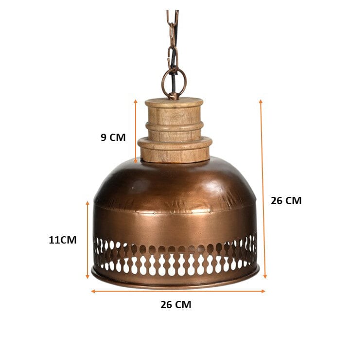Copper Cut-Out and Wood Lampshade — Artistic Shadow-Casting Pendant — Allure Home Collections