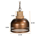 Copper Cut-Out and Wood Lampshade — Artistic Shadow-Casting Pendant — Allure Home Collections