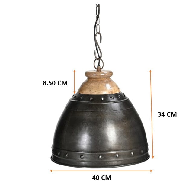 Washed Iron and Wood Minimalist Lampshade