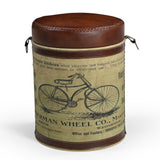 Cylindrical Bicycle Ottoman Conversation Piece Inspired by 1860s Bicycle History — Allure Home Collections