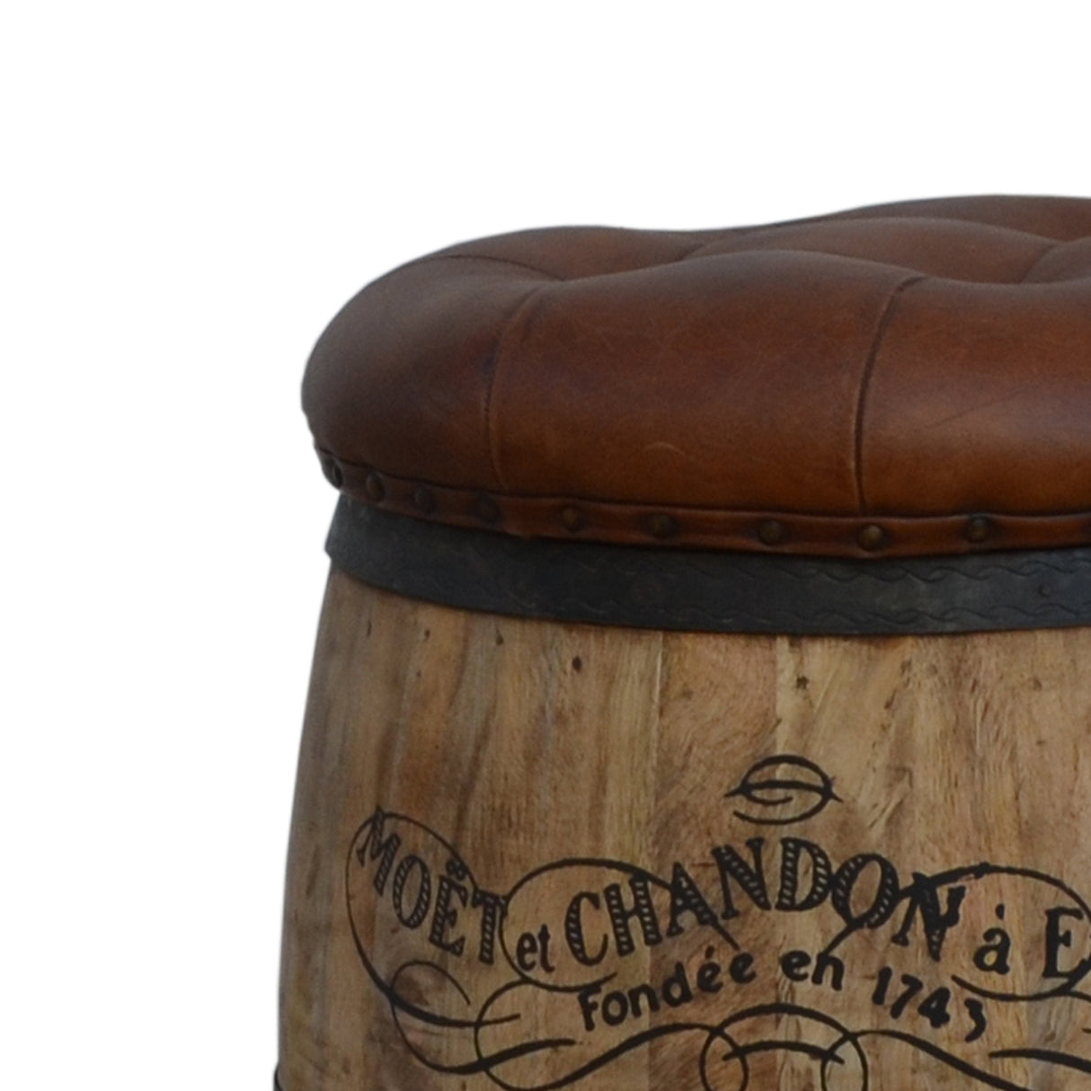 Cylindrical Moet Chandon Leather Ottoman