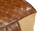 Genuine Leather & Canvas Artisan Ottoman