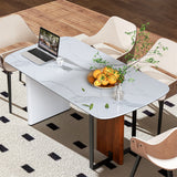 Hilltown rectangular dining table in white and walnut