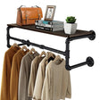 Drysdale Wall Mounted Pipe Clothes Rack with Shelf, Black