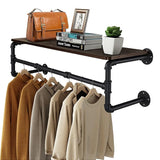 Drysdale Wall Mounted Pipe Clothes Rack with Shelf, Black