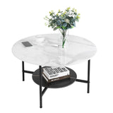 Nutfield white sintered stone coffee table in a modern living room