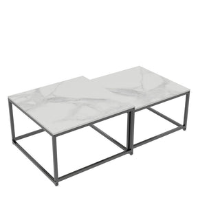 Cottles Bridge white and black sintered stone coffee table in a modern living room