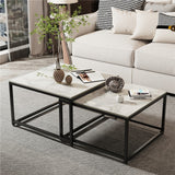 Cottles Bridge Nesting Coffee Table 2pcs, White and Black