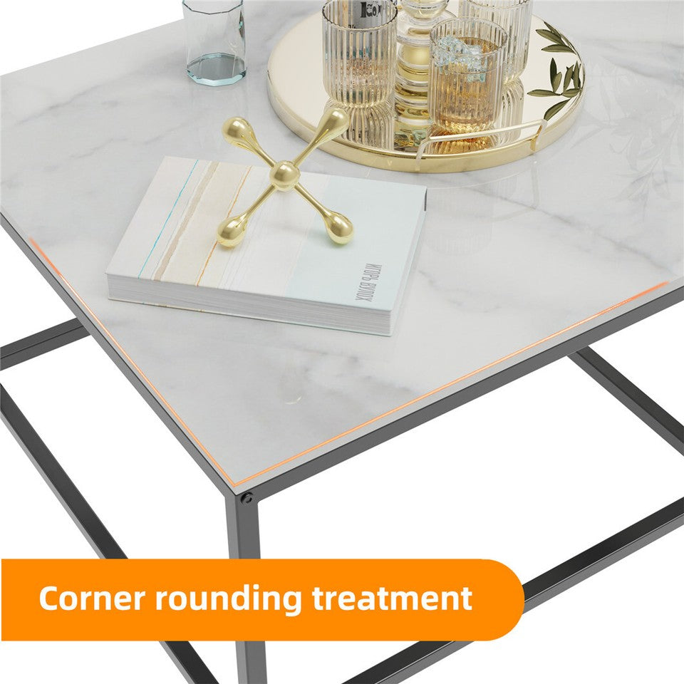 Cottles Bridge Nesting Coffee Table 2pcs, White and Black