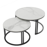 Arthurs Creek white and black sintered stone coffee table in a modern living room