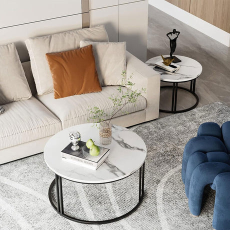 Arthurs Creek Nesting Coffee Table 2pcs, White and Black