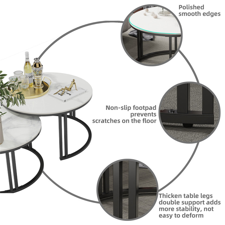 Arthurs Creek Nesting Coffee Table 2pcs, White and Black
