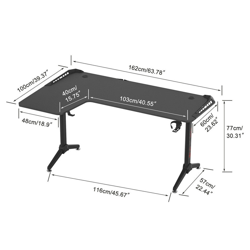 Fisher Gaming Desk, Black 160cm view 8